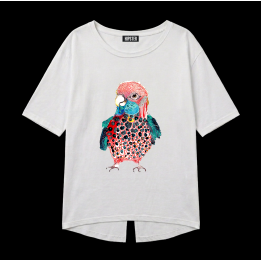 T-Shirt Curvy fit "Parrot" - White | Hipster