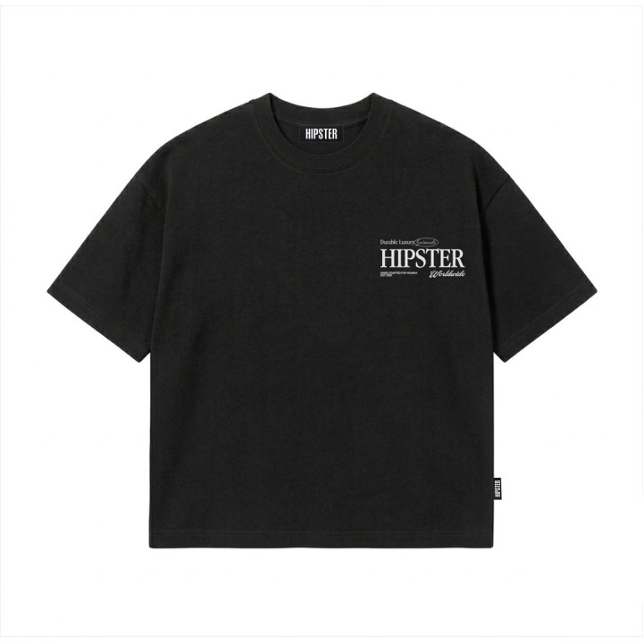 T-Shirt Boxy fit "Worldwide" - Black | Hipster