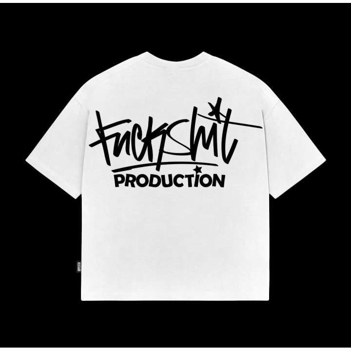 T-Shirt Boxy fit "Fuckshit Production" - White | Hipster