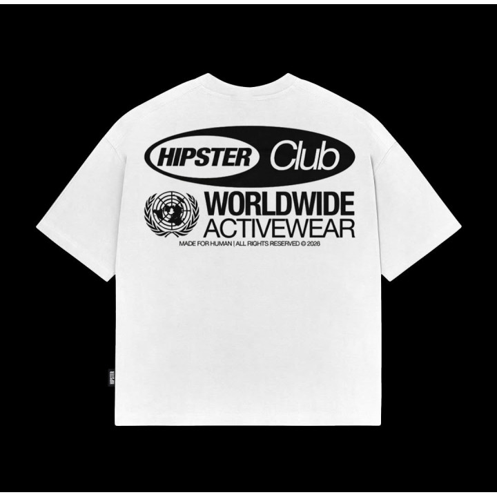 T-Shirt Boxy fit "Hipster Club Worldwide" - White | Hipster