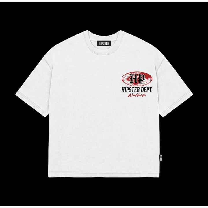 T-Shirt Boxy fit "Worldwide Globe" - White | Hipster