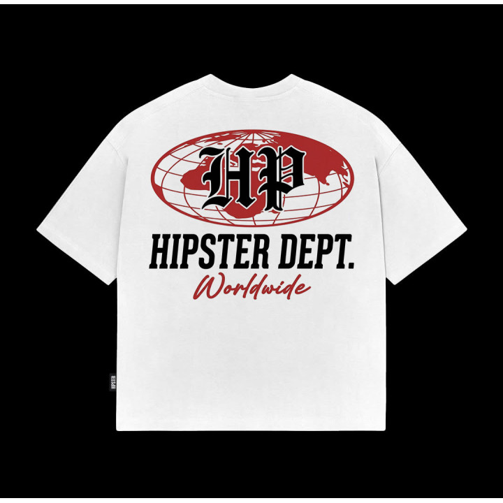 T-Shirt Boxy fit "Worldwide Globe" - White | Hipster