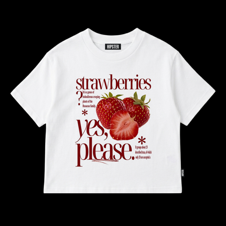 T-Shirt Oversize "Strawberries" - White | Hipster