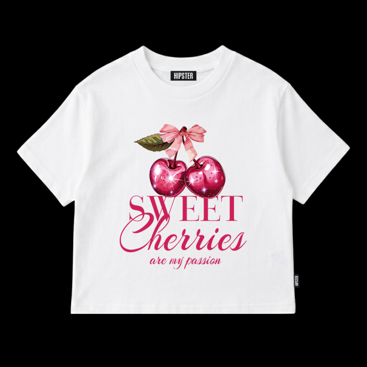 T-Shirt Oversize "SWEET Cherries" - White | Hipster