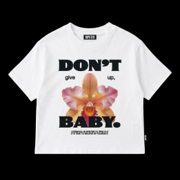 T-Shirt Donna Oversize "Don't give up, baby." - White | Hipster